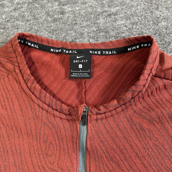 Nike Trail Pullover Mens Large‎ Dri-Fit Element 1/2 Zip Running Top Red - Picture 2 of 7